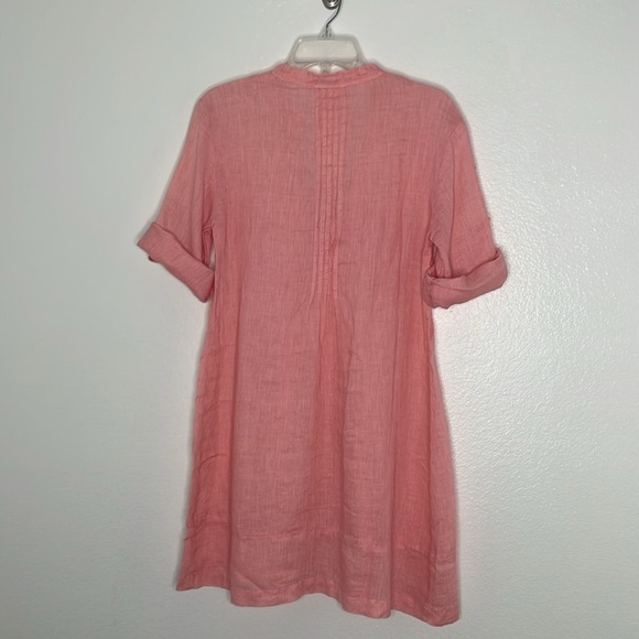 CP Shades Regina 3/4 Roll Tab Sleeves Guava Pink Linen Tunic Size XS - Picture 4 of 5